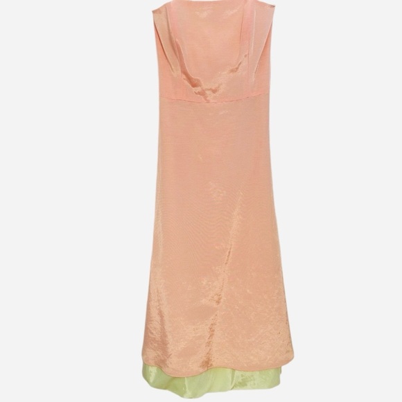 NWT Kathlin Argiro Atelier Pink Strapless Taffeta Gown with Pistachio Sash - Picture 3 of 16